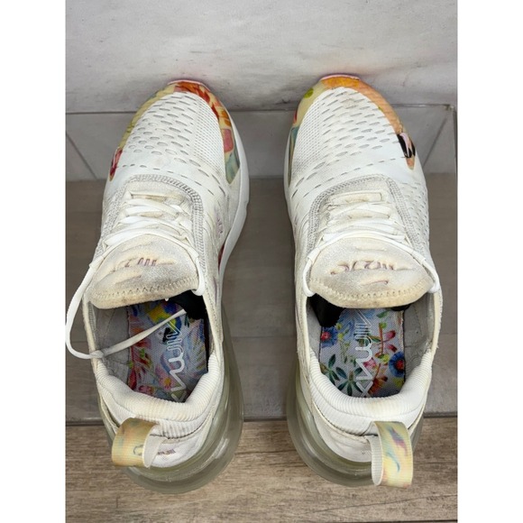 Nike Air Max 270 Floral Running Shoes White Pink Women's Size 7 Sneakers - Picture 5 of 10